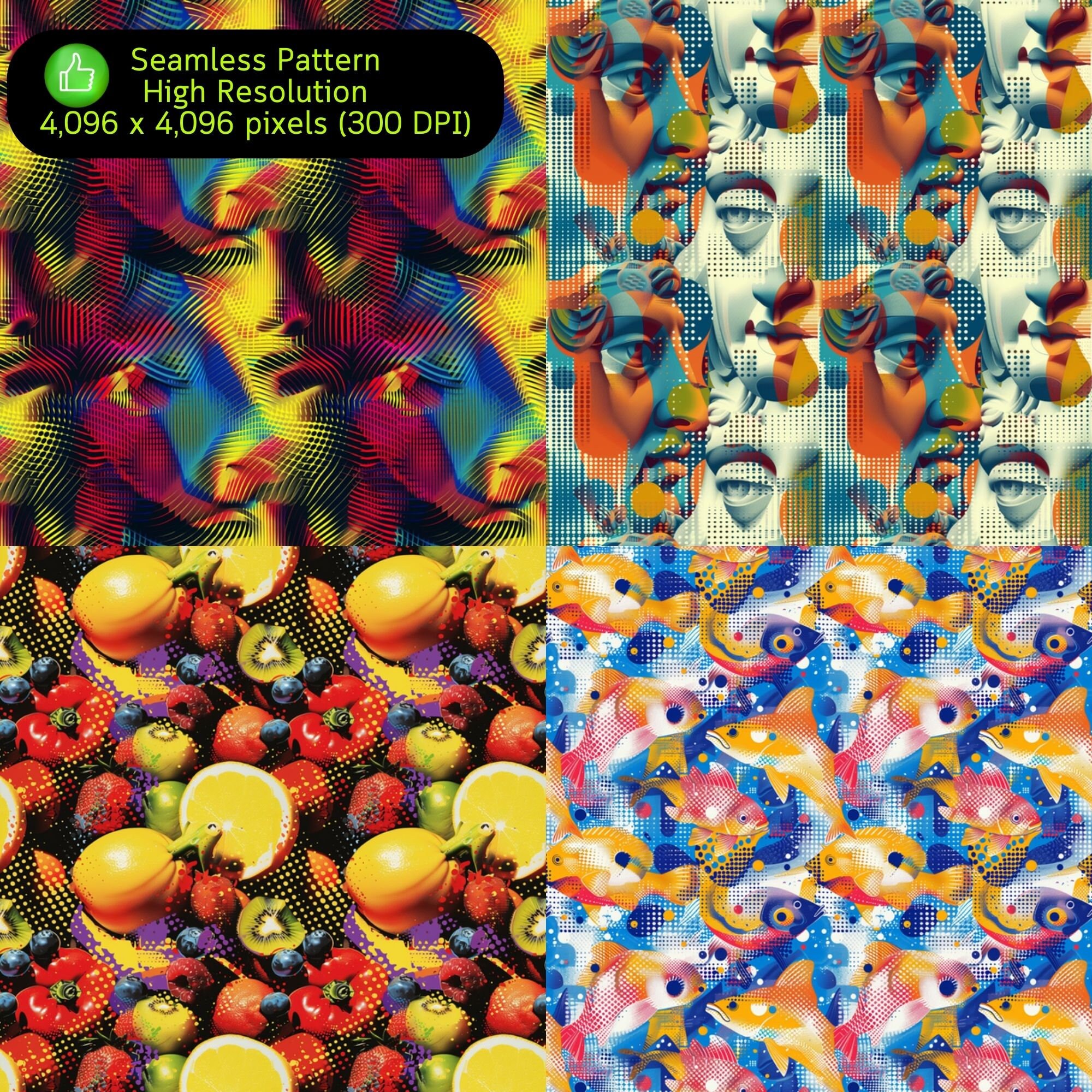 Halftone Paper Pattern 353 Halftone Seamless Patterns, Printable Halftone Papers, Colorful ...