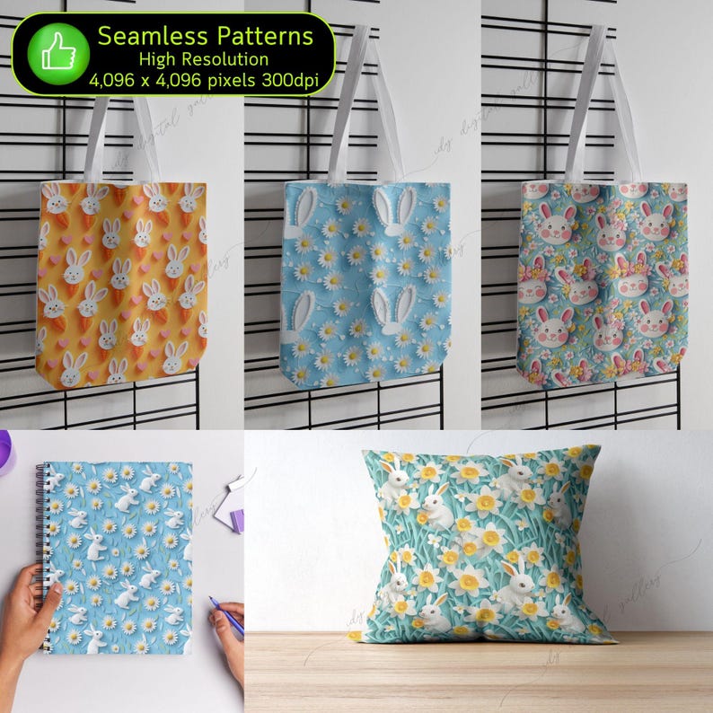 300 Cute Easter 3D Seamless Patterns Bundle, Easter Egg Background ...