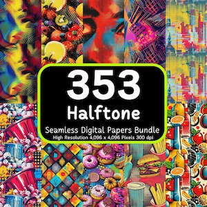 353 patrones sin costuras de semitono, papeles de semitono imprimibles, colorido sin costuras, paquete de papel digital, paquete sin costuras, 4K, 300 ppp, uso comercial