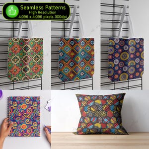 414 African Seamless Patterns Bundle, Boho Background, Tribal Prints, Geometric Textures, Printable Scrapbook, 300dpi, Commercial Use image 5