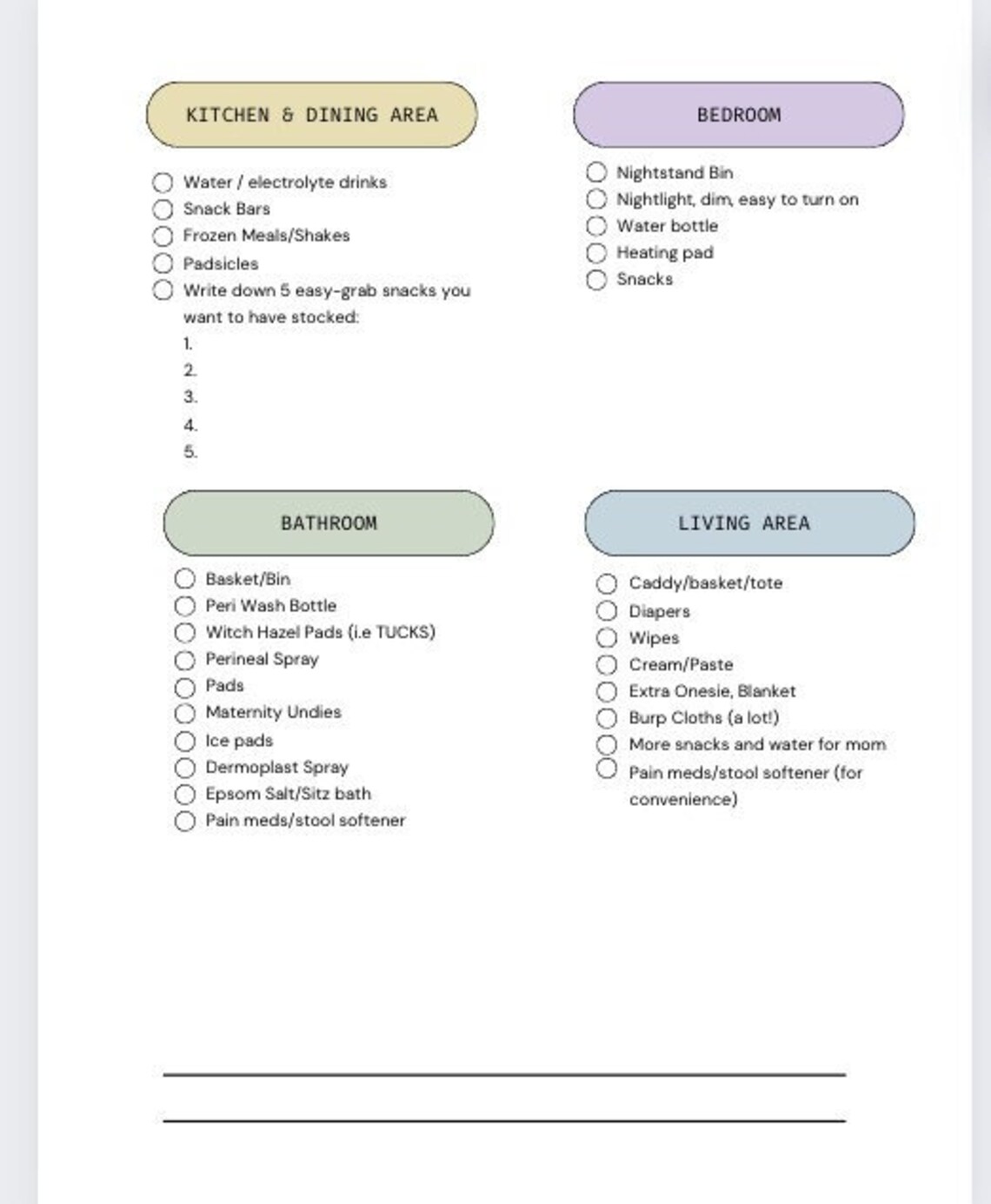 Postpartum Prep Checklist Etsy