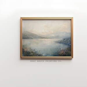 Serene Mountain Lake Landscape Oil Painting Printable Wall Art for Tranquil and Peaceful Home Décor Cottage Ambiance Instant Download Gift