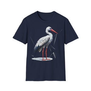 Weißer Storch T-Shirt, Geometrisch, Vogelliebhaber, Geschenk für ihn, Geschenk für sie