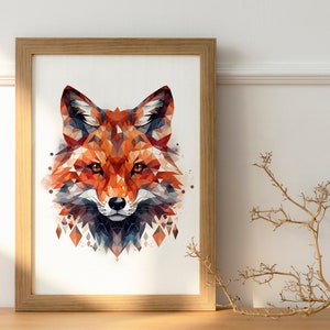 Fox, Geometric, Printable Download Art, Digital Art