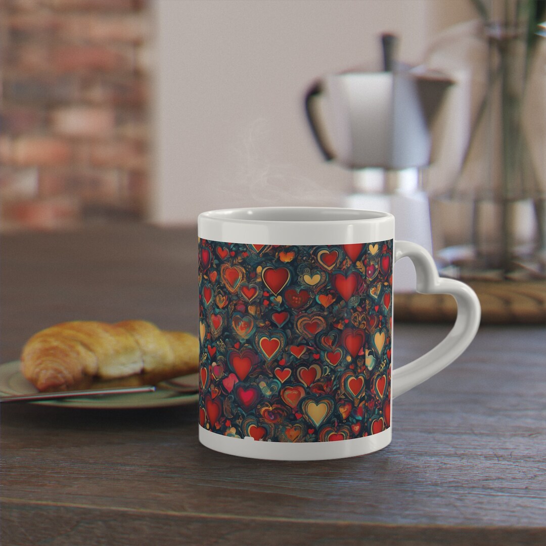 Heart-shaped Mug With Heart Patterns, Love Mug for Valentine’s Day With