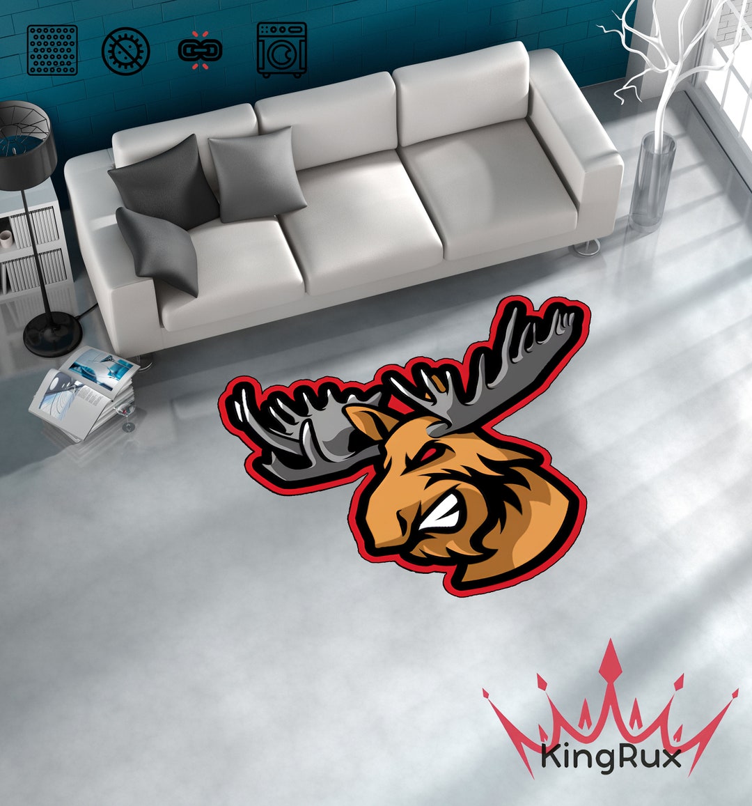 Deer Rug, Angry Deer Carpet, Deer Design Rug, Deer, Animal Rug, Custom ...