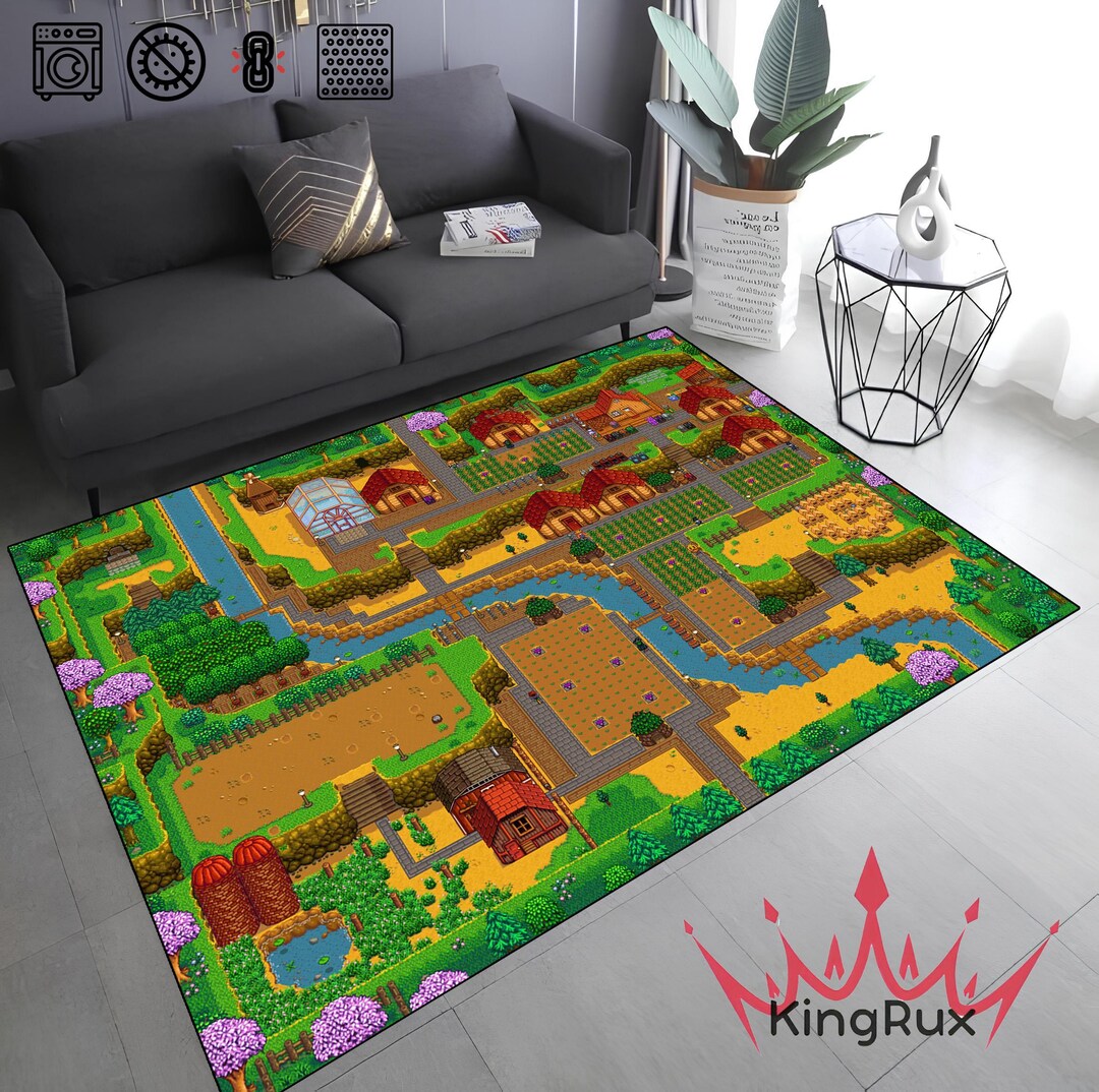 Star Dev Valey Inspired Farm Design Rug, Cozy Gamer Room Decor, Gift ...