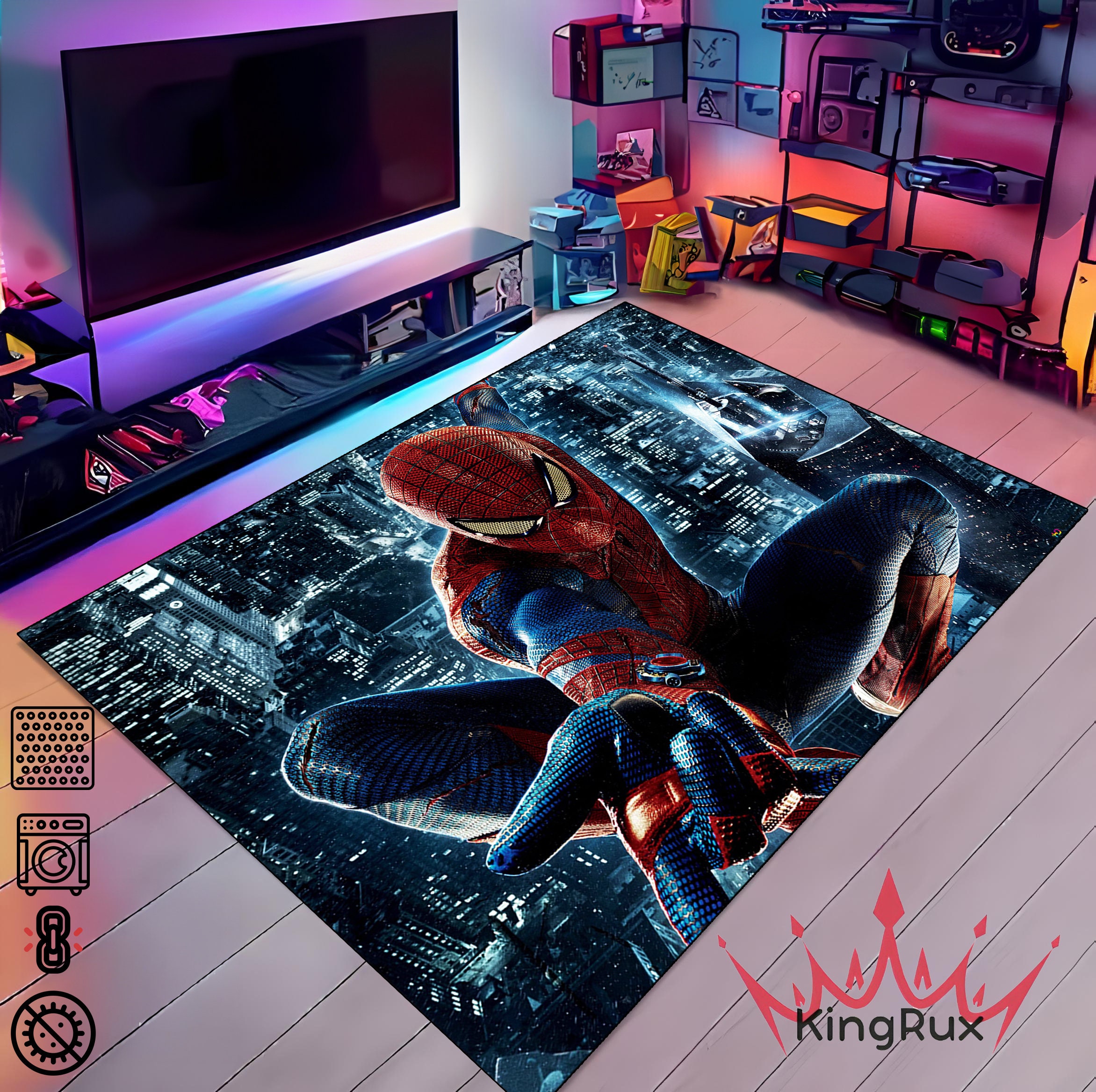 Spiderman Rug, Spiderman, Spider Man Rug, Movie Rug, Kids Room Rug, Non ...