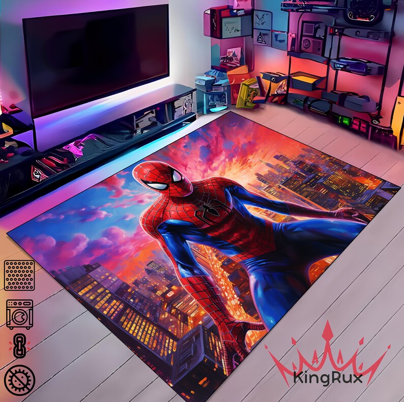 Spiderman Rug, Spiderman, Spider Man Rug, Movie Rug, Kids Room Rug, Non ...