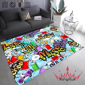 Graffiti, Graffiti Rug, Pop Art Graffiti, Graffiti Design Rug, Colorful ...