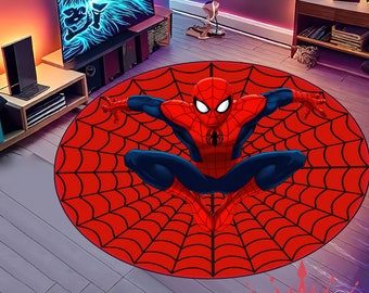 Alfombra Spiderman, Spiderman, Alfombra de hombre araña, Alfombra de película, Alfombra de habitación para niños, Alfombra antideslizante, Alfombra de Spiderman, Alfombra de área, Alfombra redonda, Alfombra moderna, Alfombra de regalo