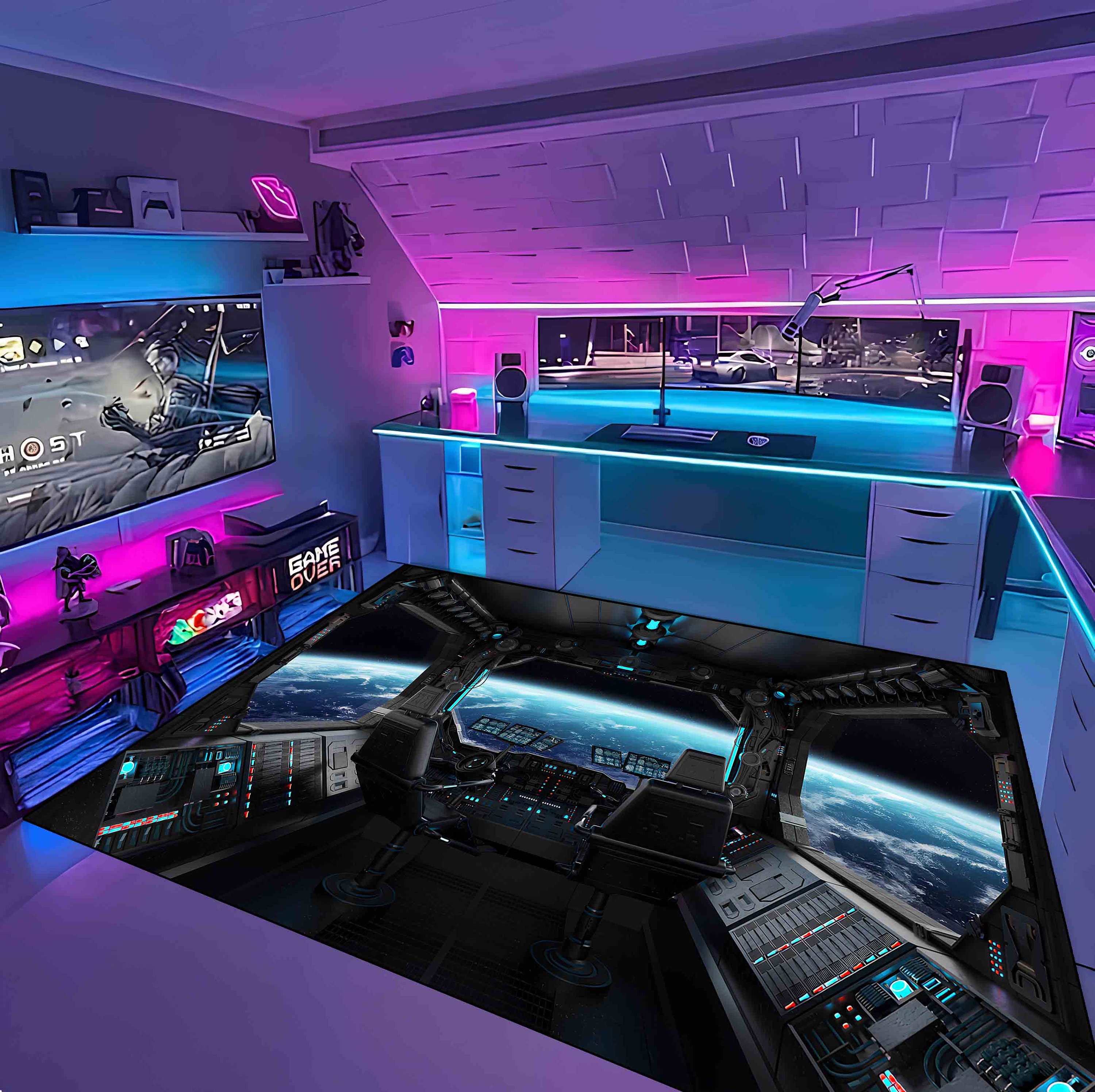 Information Technology Rug Spaceship Cockpit Rug, Spacecockpit Rug, Space Rug, Control Panels ...