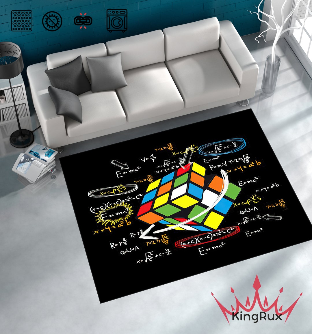 Rubix Cube Rug, Rubics Cube Design Rug, Math Formulas Rug, for Math ...