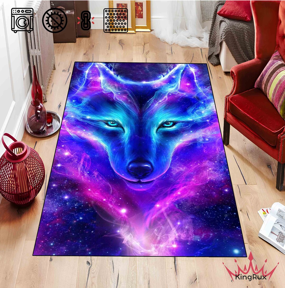 Wolf Rug, Wolf Pattern Rug, Animal Rugs, Wolf Themed Rug, Cool Rug, Fan ...