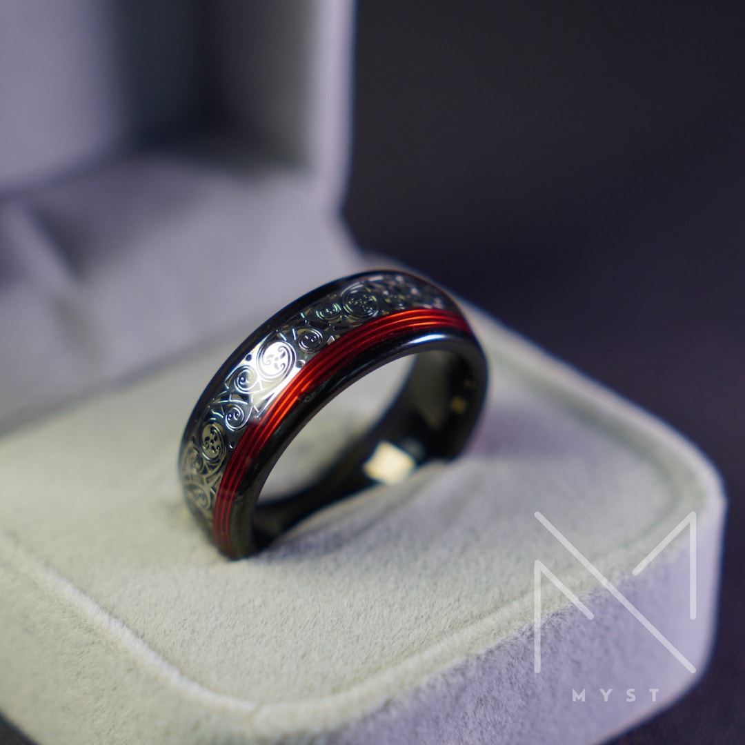 Anillos De Tungsteno De Alambre De Púas Con Patrón Personalizado, Bandas A Juego O Por Individuo, Anillo De Carburo De Tungsteno Biselado Negro De 2 Tonos, Bandas De Aniversario De Ajuste