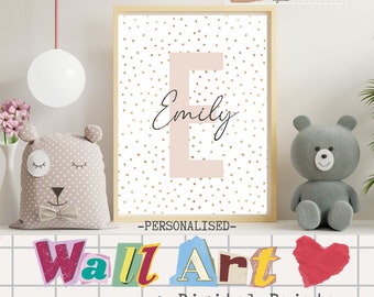 Gold And Pink Kids Name Poster