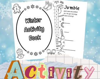 Winter-Aktivitätsbuch, druckbare Kinderspiele (PDF-Download)