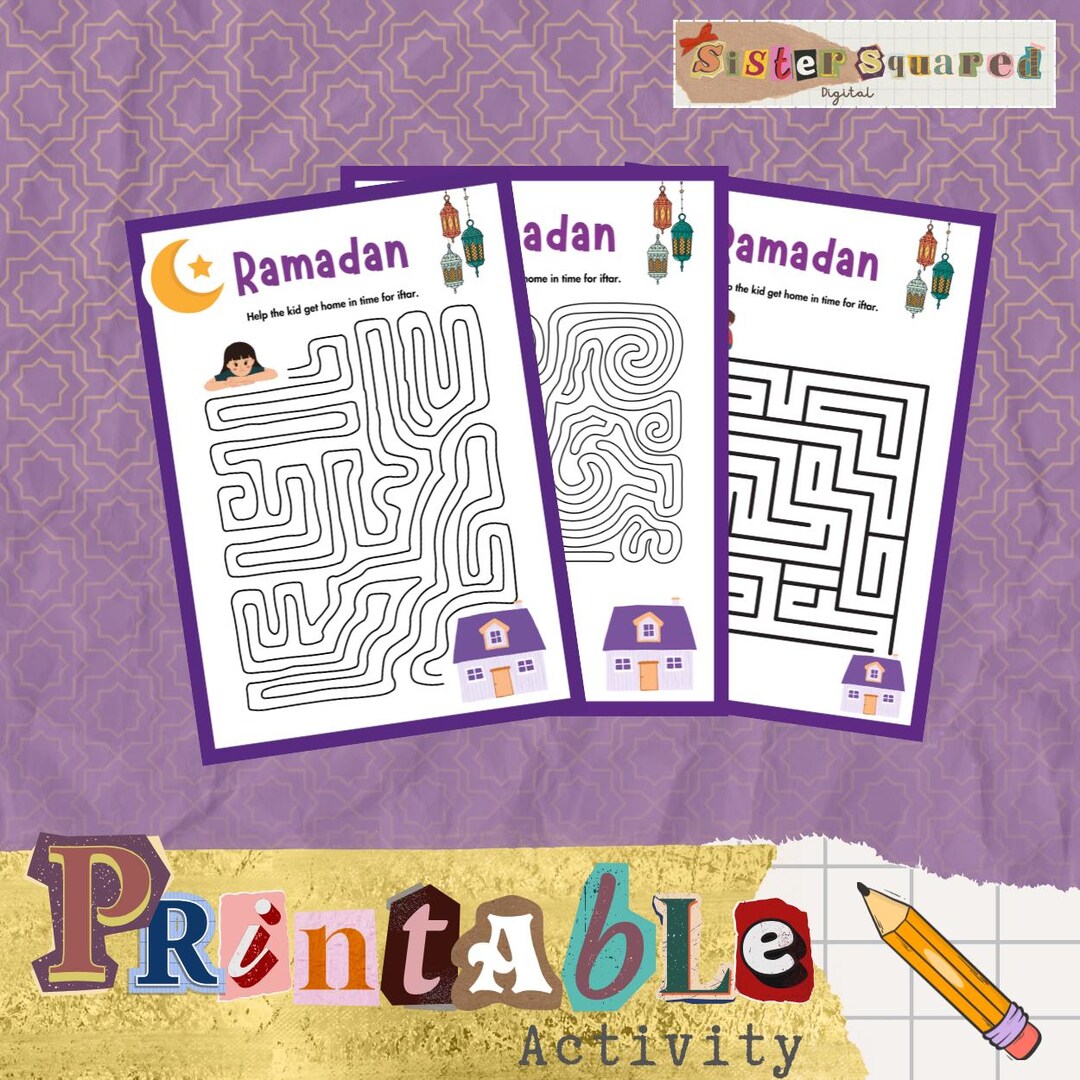 Ramadan Maze Printable Set for Kids | Colour + Ink-saving PDF | 3 Fun ...