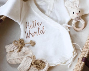 Personalised New Baby Knit Romper Set