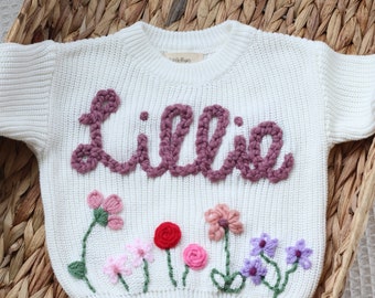 Personalised Knit Meadow Baby Sweater