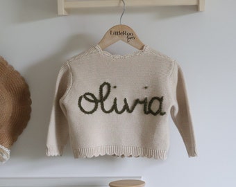 Personalised Beige Knit Baby cardigan