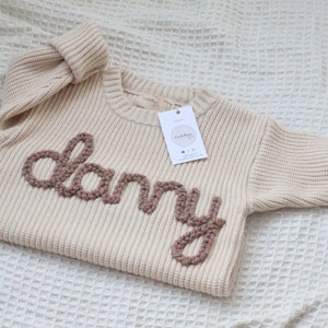 Personalised Cream Knit Baby Sweater image 1