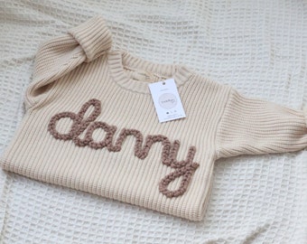 Personalisierte Creme Knit Baby Pullover