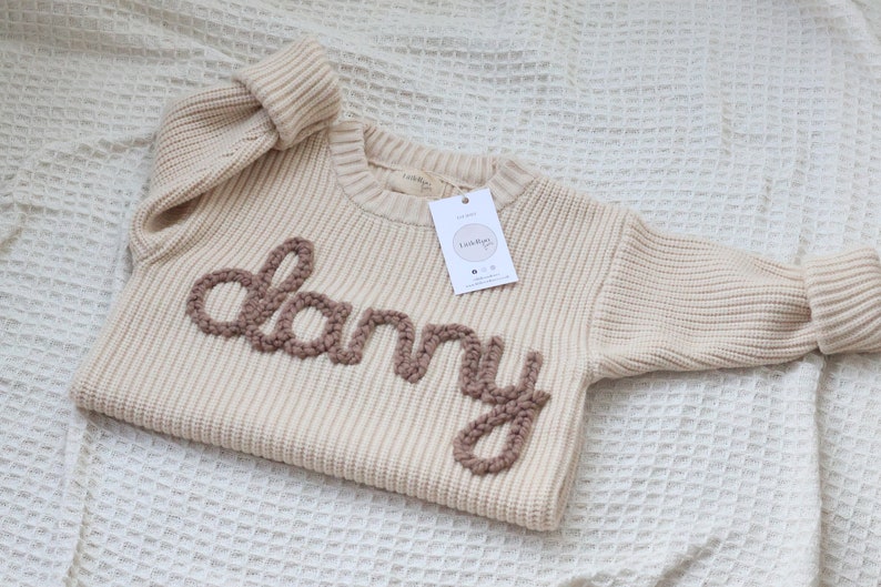 Personalised Cream Knit Baby Sweater image 1