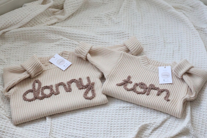 Personalised Cream Knit Baby Sweater image 6