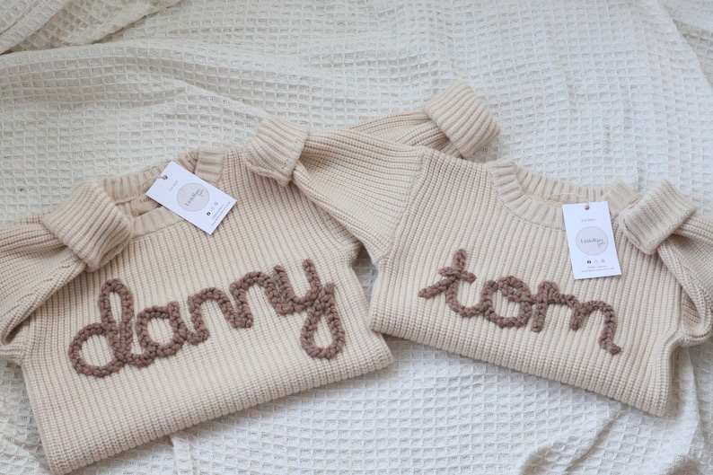 Personalised Cream Knit Baby Sweater image 3