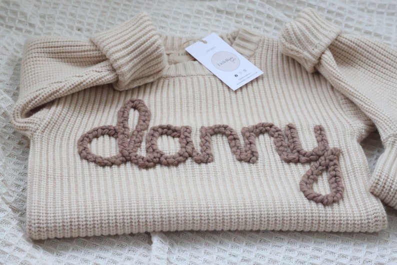 Personalised Cream Knit Baby Sweater image 4