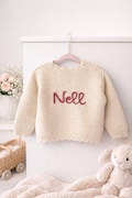 Personalised Beige Knit Baby cardigan