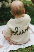 Personalised Beige Knit Baby cardigan