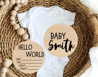 Personalized Custom Wood Baby Announcements