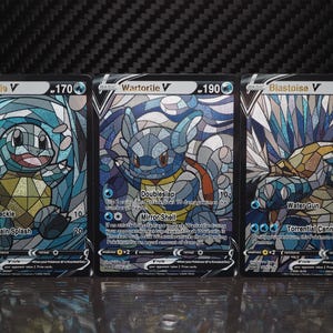 Kundenspezifische Karten - Lot von 3 in der Kathedrale von Glasstil - Textured Holographic Englisch