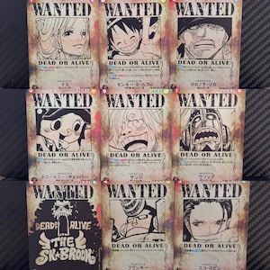 Custom Cards - Lot of 9 Costume OP cards Wanted Straw Hat Pirates - Textured Holographic Japanese