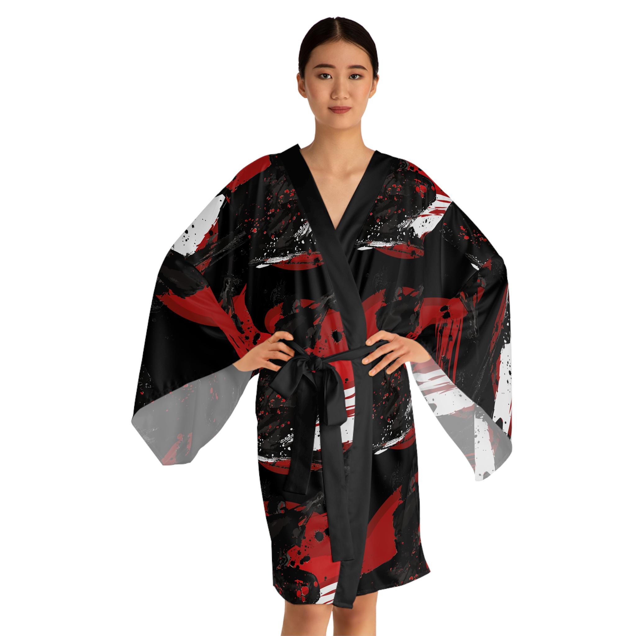 Open Samurai Robe Samurai Kimono Robe, Japanese Robe, Abstract Long Robe, Asian Inspired ...