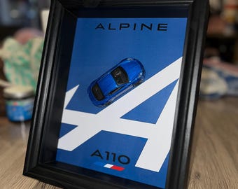 Cadre Photo Voiture Alpine A110 – échelle 1/43, 3 Photos, Bois