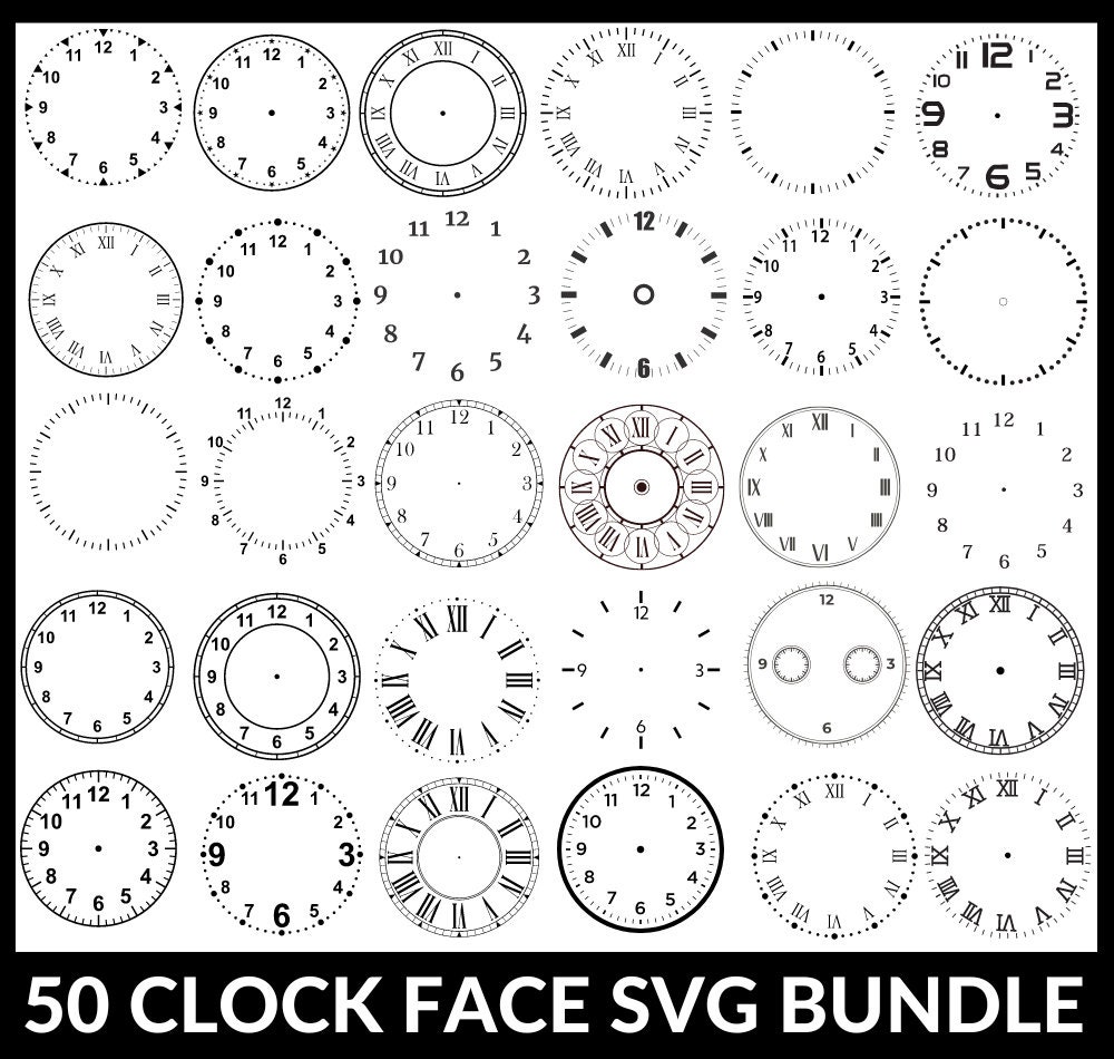 CLOCK FACE SVG Bundle, Ziffernblatt Clipart, Ziffernblatt svg für