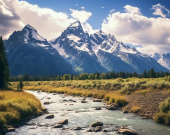 ワイオミング州のウォールアート - ティトン川渓谷 - 川の風景