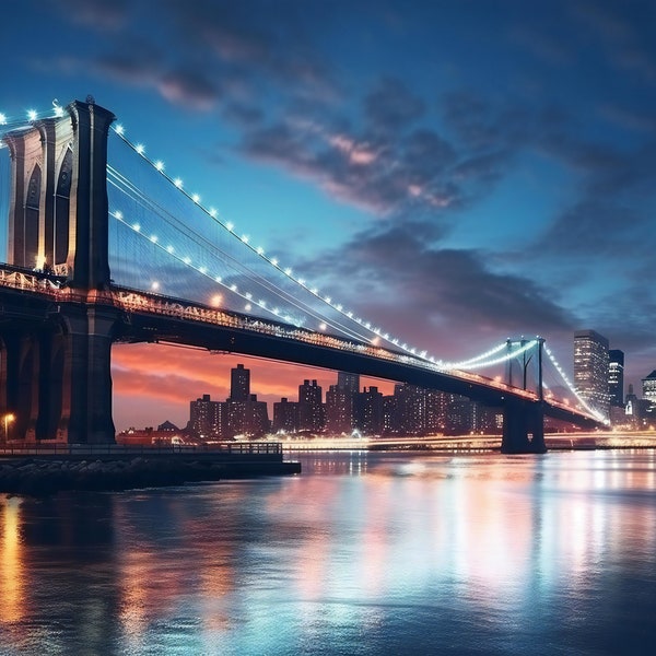 New York City Brooklyn Bridge Inspired Art .png Super High Quality Digital Download