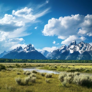 Grand Teton National Park inspirierte Kunst - Digitaldruck für Leinwand, Tasse, T-Shirt - Home Decor