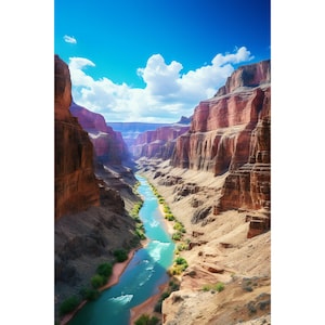 Grand Canyon National Park Digital Art - Breathtaking Canyon Views for Unique Home Decor, Apparel, and Gifts, Nature-Inspired Design