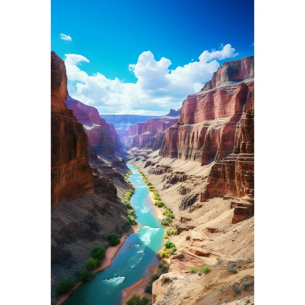 Grand Canyon National Park Digital Art - Breathtaking Canyon Views for Unique Home Decor, Apparel, and Gifts, Nature-Inspired Design