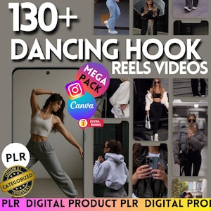 Pacchetto di video estetici di danza PLR per donne che ballano sui social media per il branding di Instagram, contenuti video senza volto per donne di successo