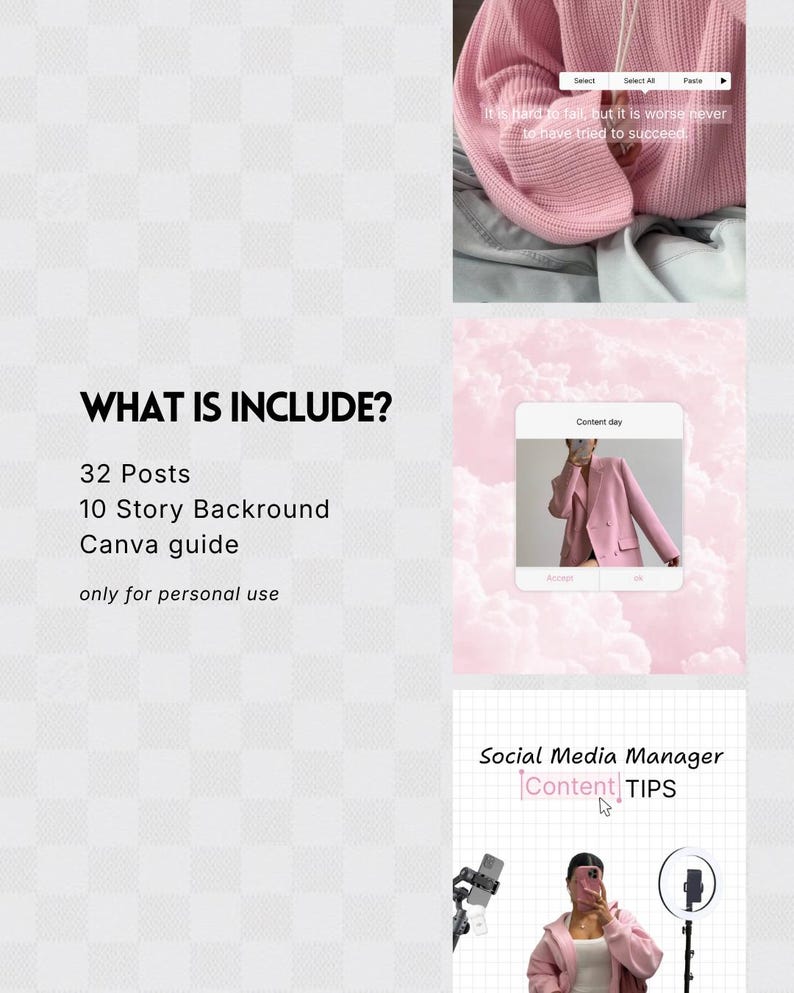 Piercing Instagram Canva Templates | Pink Ios Style Social Media Kit ...