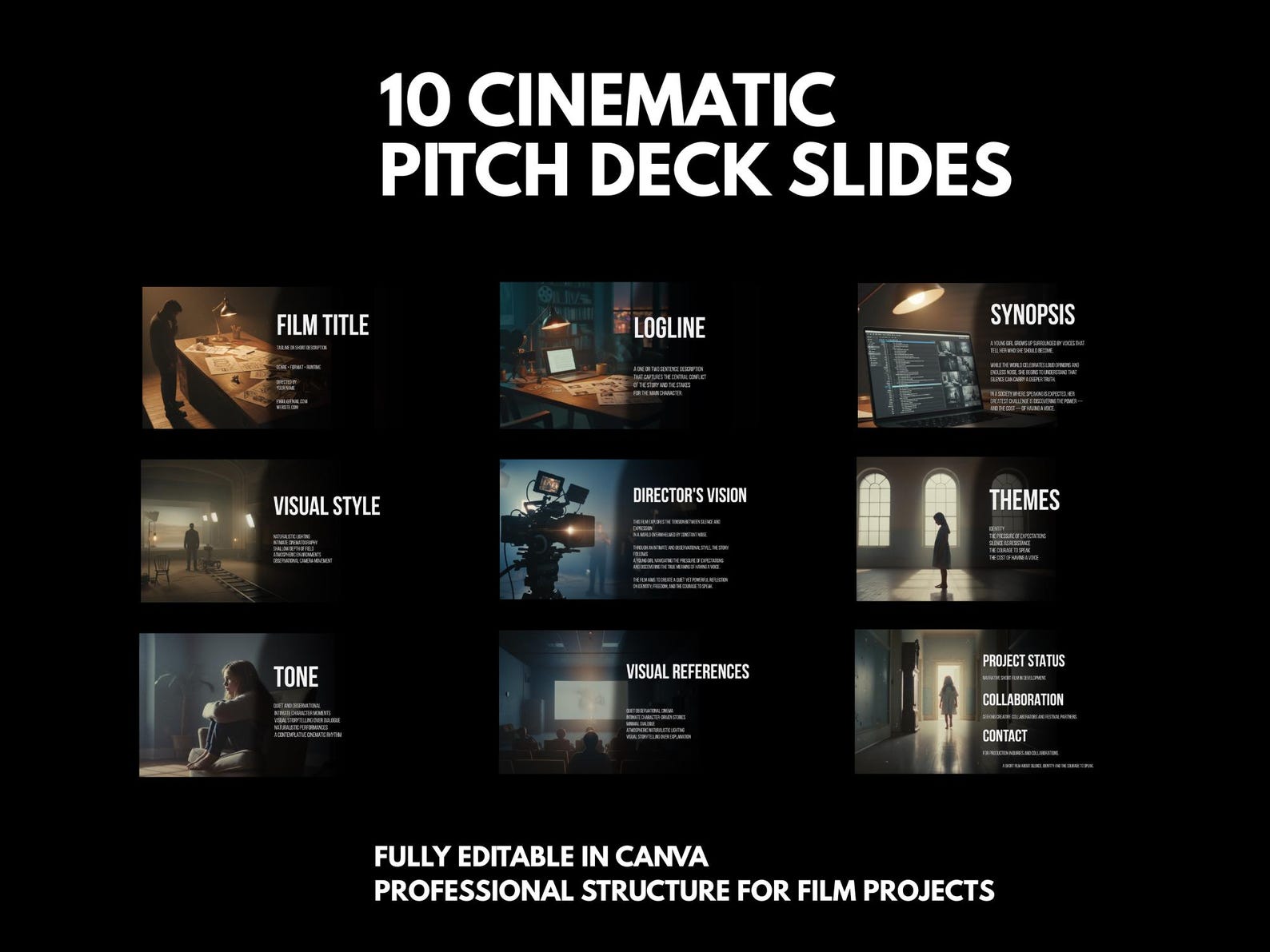 Indie Film Pitch Deck Template | Canva Presentation for Filmmakers ...