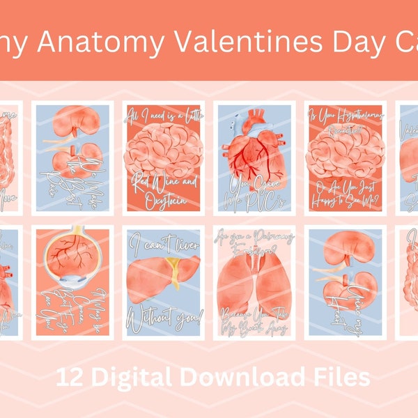 Funny Anatomy Valentine's Day Cards, Medical Valentine's Day Cards, Hospital Valentine's Day Cards, Organ Valentine's Day Cards