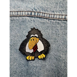 Parche termoadhesivo de dibujos animados de pingüino, aplique bordado para coser, corbata de pájaro, negocios
