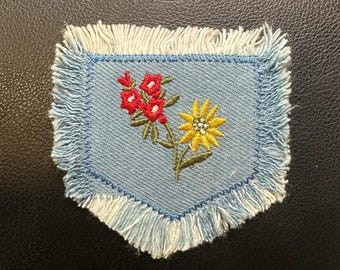 花柄デニム刺繍パッチアップリケアイロン接着縫い付けデニムフラワー